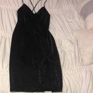 Black and silver dress with cross cross back